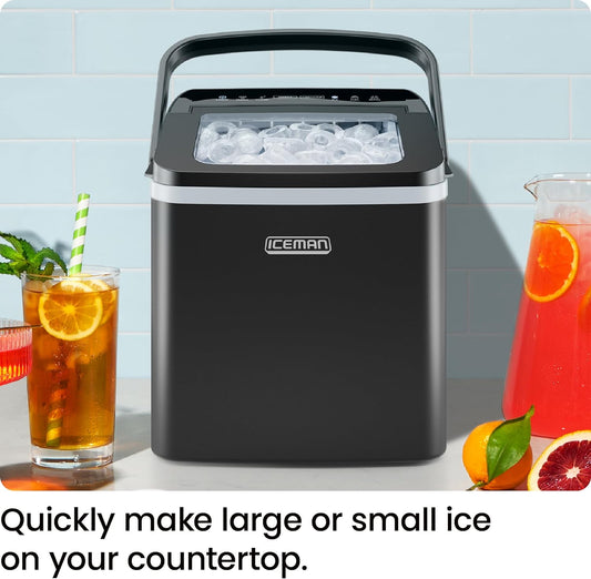 Iceman Dual-Size Ice Maker Countertop - Portable Ice Machine, Large and Small Ice Machine Maker with Self Cleaning, 9 Cubes in 7 Mins, 22Lbs/24Hrs, for Home, Kitchen, Office, Party, Ice Scoop Included