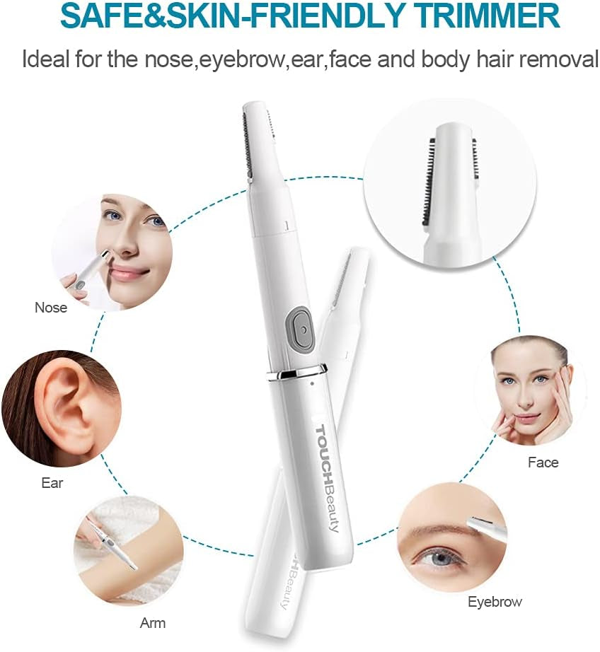 TOUCHBeauty Face Eyebrow Nose Ear Hair Trimmer All-In-One Hair Remover (White)