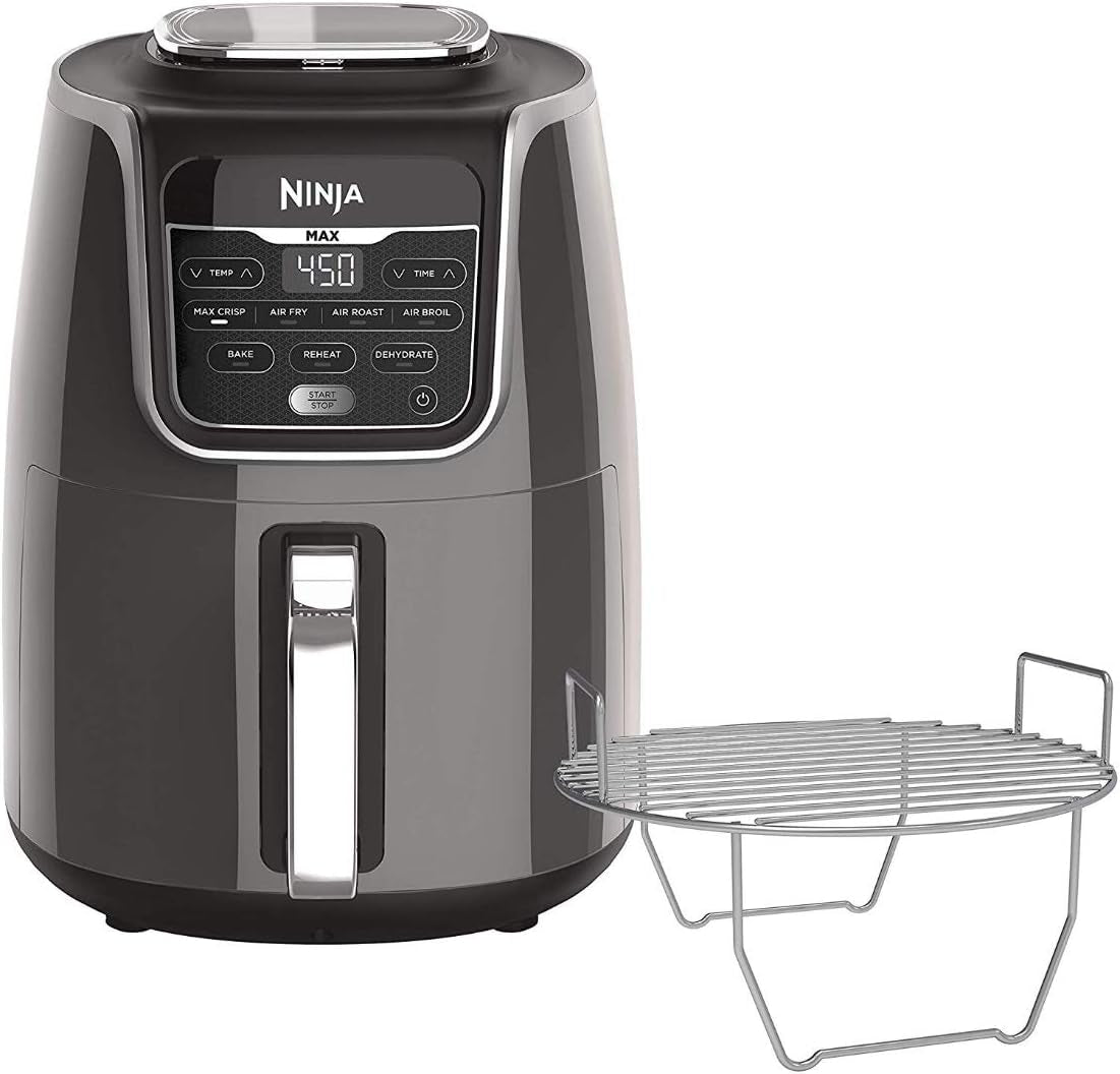 Ninja AF161 Max XL Air Fryer That Cooks, Crisps, Roasts, Bakes, Reheats and Dehydrates, with 5.5 Quart Capacity, and a High Gloss Finish, Grey