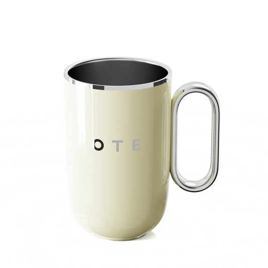 OTE Coffee Mug with Handle Double Wall Insulated Stainless Steel 350ml Cream