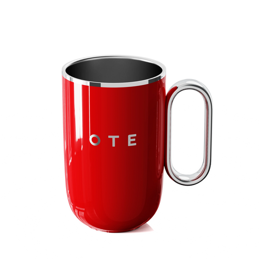 OTE Coffee Mug with Handle Double Wall Insulated Stainless Steel 350ml Red