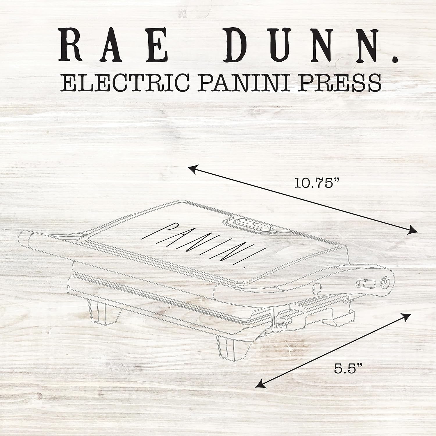 Rae Dunn Press Grill with Indicator Lights Opens 180 Degrees Double Sided Heating Non-Stick Cream