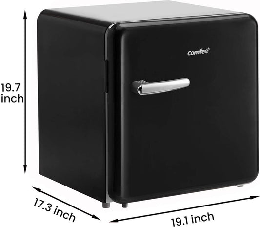 COMFEE 1.6 Cubic Feet Solo Series Retro Refrigerator Sleek Appearance HIPS Interior, Energy Saving, Adjustable Legs, Temperature Thermostat Dial, Removable Shelf, Perfect for Home/Dorm/Garage [Black]