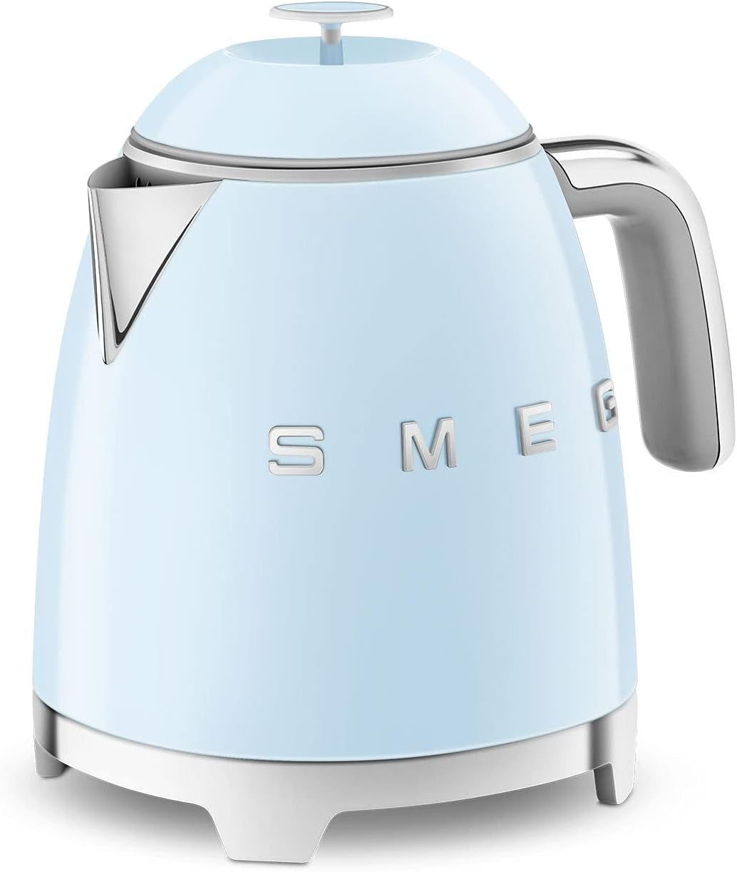 SMEG Mini 50'S Retro Style 3 Cup Electric Kettle with Double Wall anti Slip Base and Water Level Indicator (Pastel Blue)