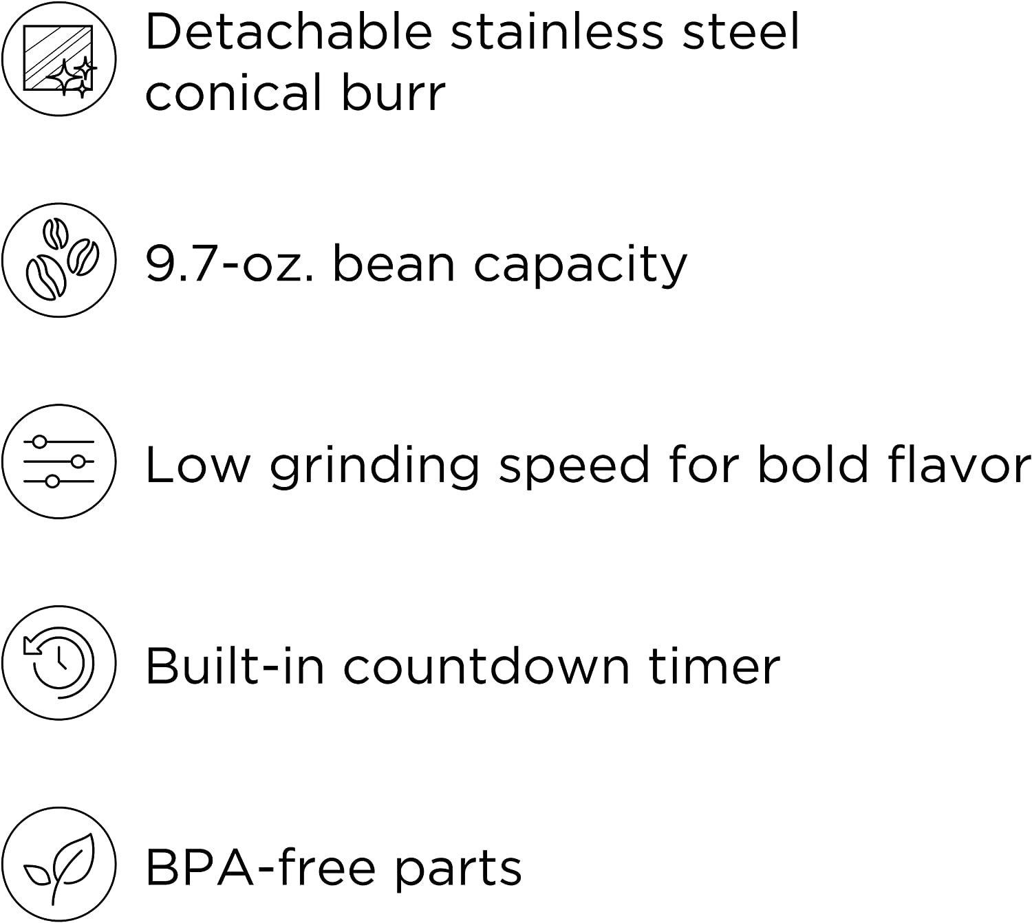 Chefman Conical Burr Coffee Grinder, Create the Boldest & Most Flavorful Grind with 31 Settings from Coarse to Extra Fine, One-Touch Digital Control & 9.7-Oz Bean Capacity, Black