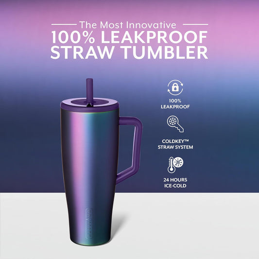 Brümate Era 40 Oz Tumbler with Handle and Straw | 100% Leakproof Insulated Tumbler with Lid and Straw | Made of Stainless Steel | Cup Holder Friendly Base | 40Oz (Dark Aura)