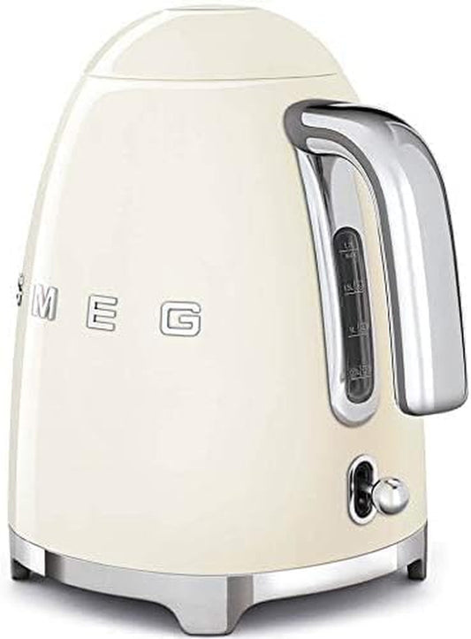 SMEG 50'S Retro Style Electric Water Kettle with Automatic Shutoff, Removable Base, and Water Indicator, KLF03CRUS, Cream