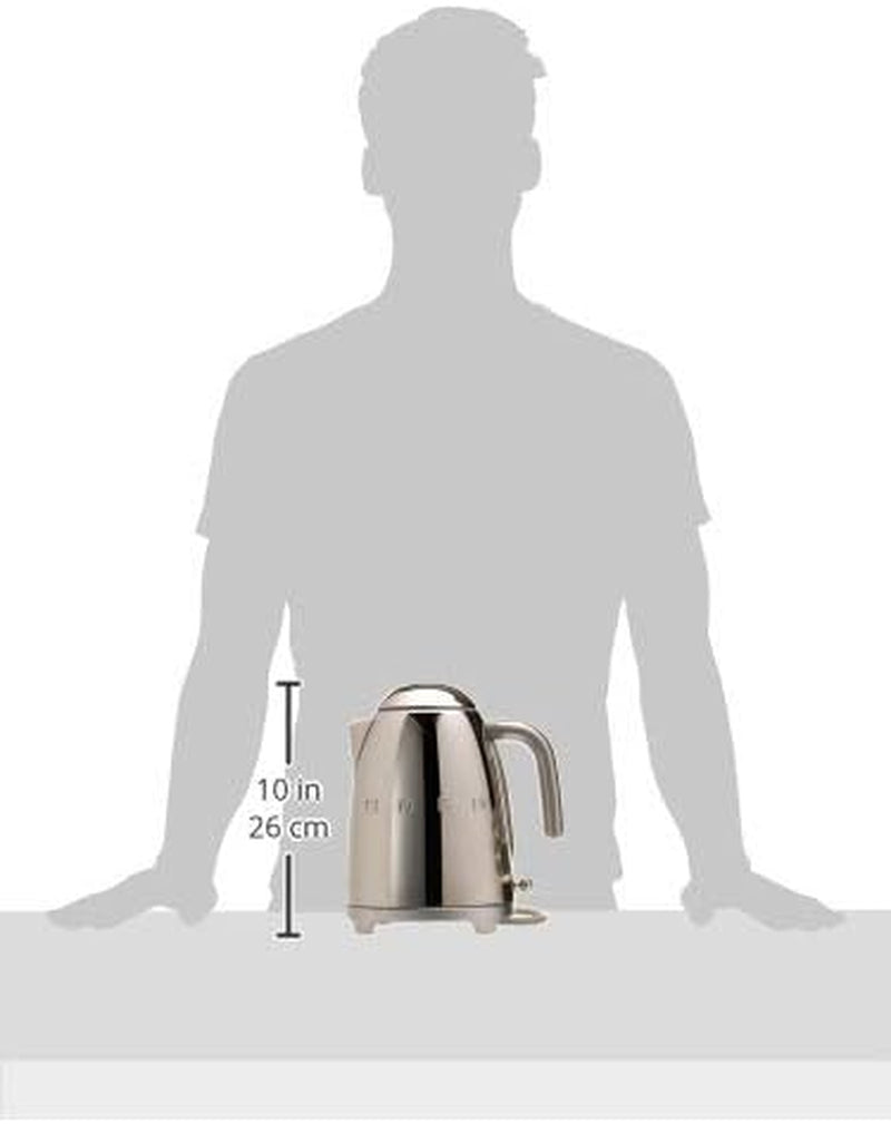 SMEG 50'S Retro Style Electric Water Kettle with Automatic Shutoff, Removable Base, and Water Indicator, KLF03SSUS, Polished Stainless Steel