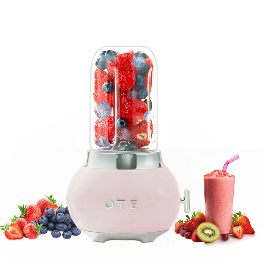 OTE Retro Blender Smoothie Maker 400ml Glass Container Pink