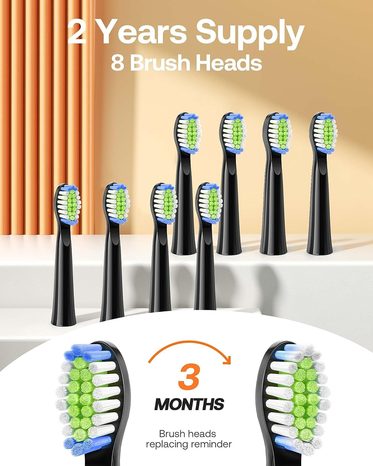 Bitvae Electric Toothbrush with 8 Brush Heads & 5 Modes Smart Timer Black