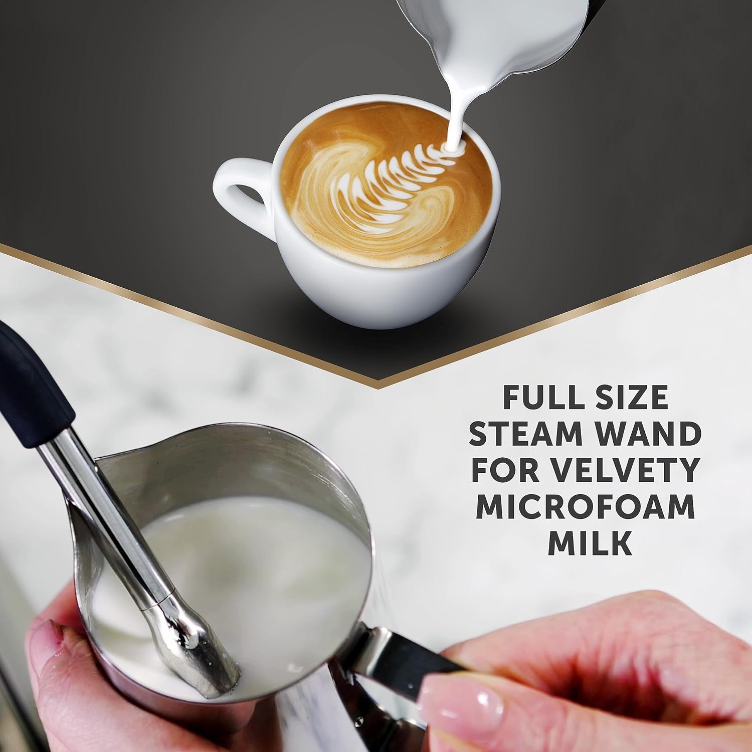 Barista Max+ Espresso, Latte & Cappuccino Coffee Machine, Intelligent Grind & Dosage, Precision Extraction Timer, Integrated Milk Frother,15 Bar Italian Pump, Silver [VCF153]