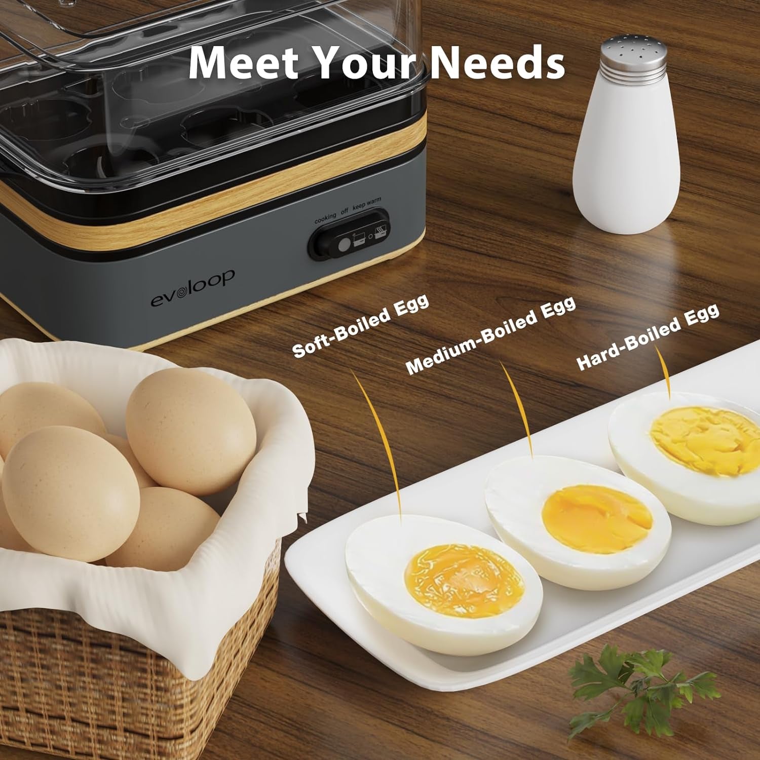 Rapid Egg Cooker Electric 6 Eggs Capacity, Soft, Medium, Hard Boiled, Poacher, Omelet Maker Egg Poacher with Auto Shut-Off, BPA Free