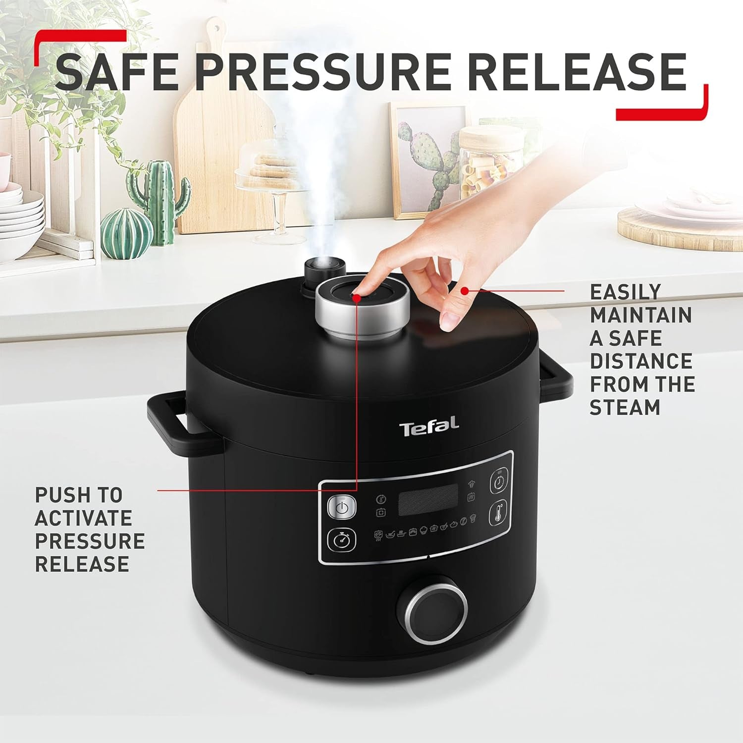 Turbo Cuisine Electric Pressure Cooker, 10 Programmes Inc. Stew, Steam, Bake, Slow Cooker, Rice Cooker, 4.8L, 1000 W, Plastic, Black, CY754840