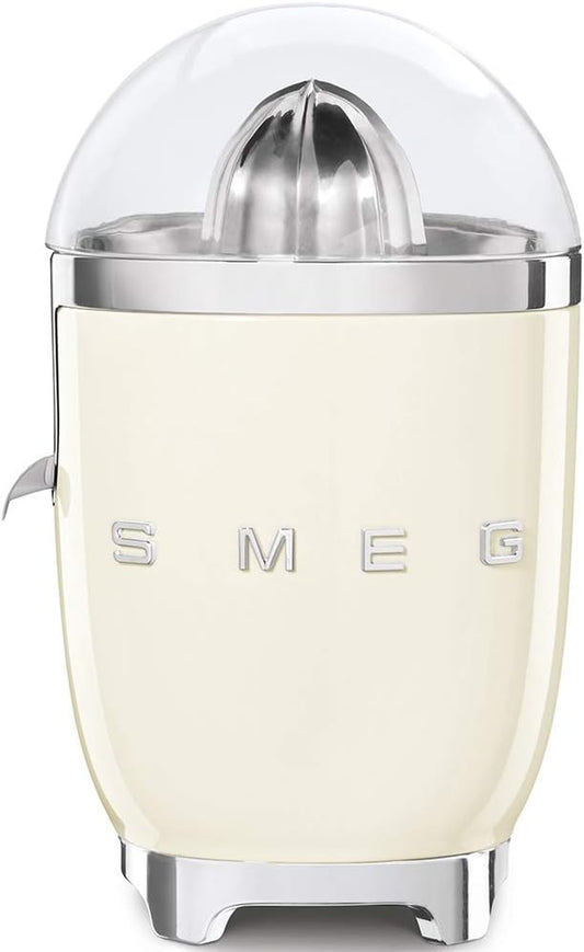 SMEG 50'S Retro Style Citrus Juicer with Drip Free Spout, Automatic Activation, and Efficient Straining, with Tritan Renew Cream CFJ11CRUS