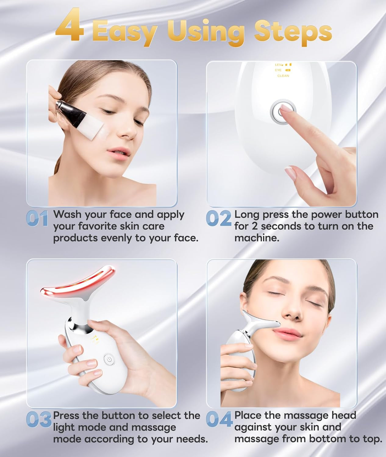 ELISHINE Based Multifunctional Facial Massager 7 Color | Skin Care Glossy White