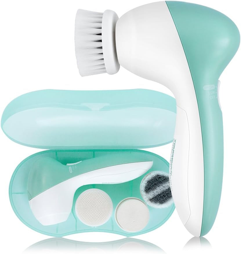 Touchbeauty Portable Facial Brush Set with Case & 3 Spin Brush Heads