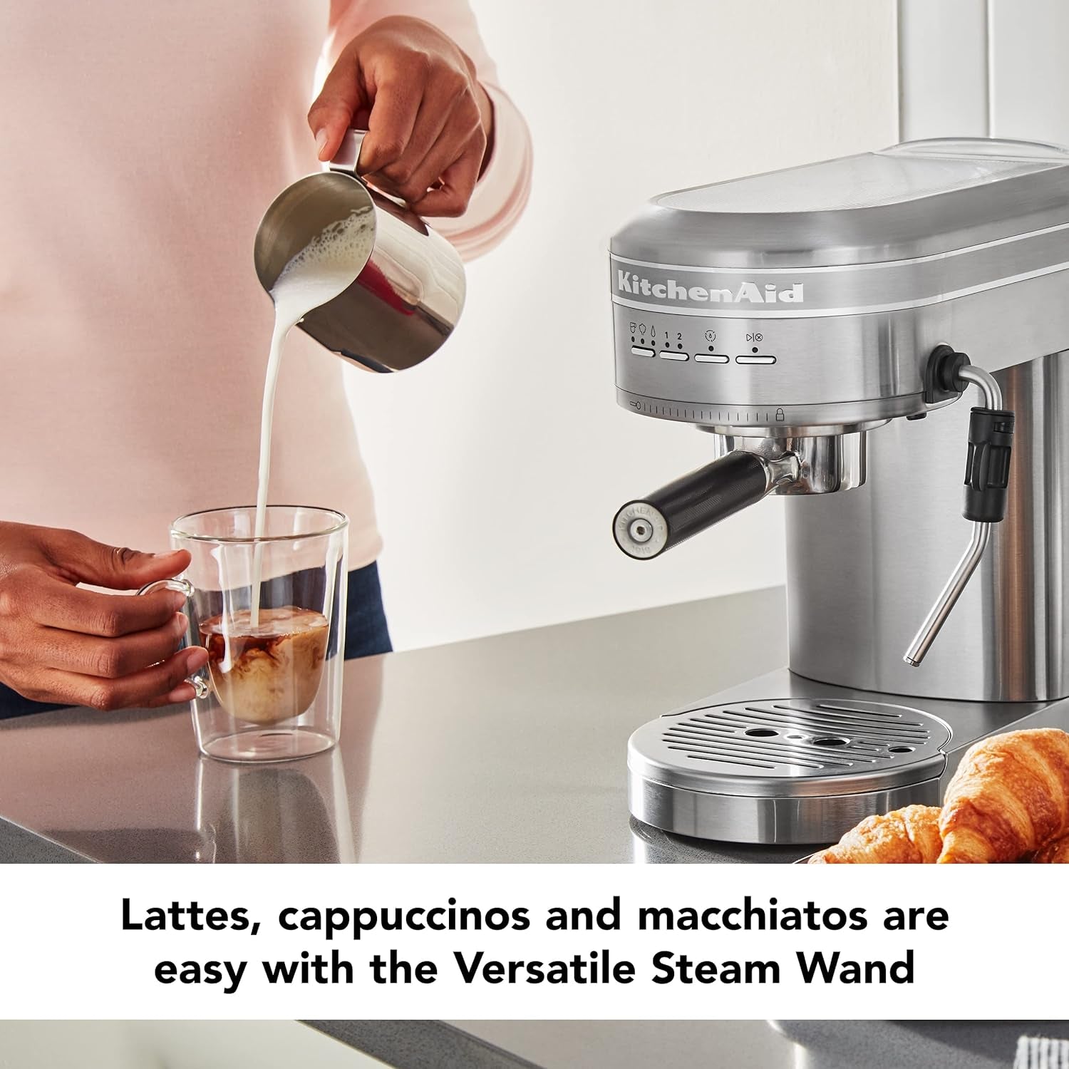 Kitchenaid Metal Semi-Automatic Espresso Machine - KES6503, Brushed Stainless Steel, 1.4 Liters