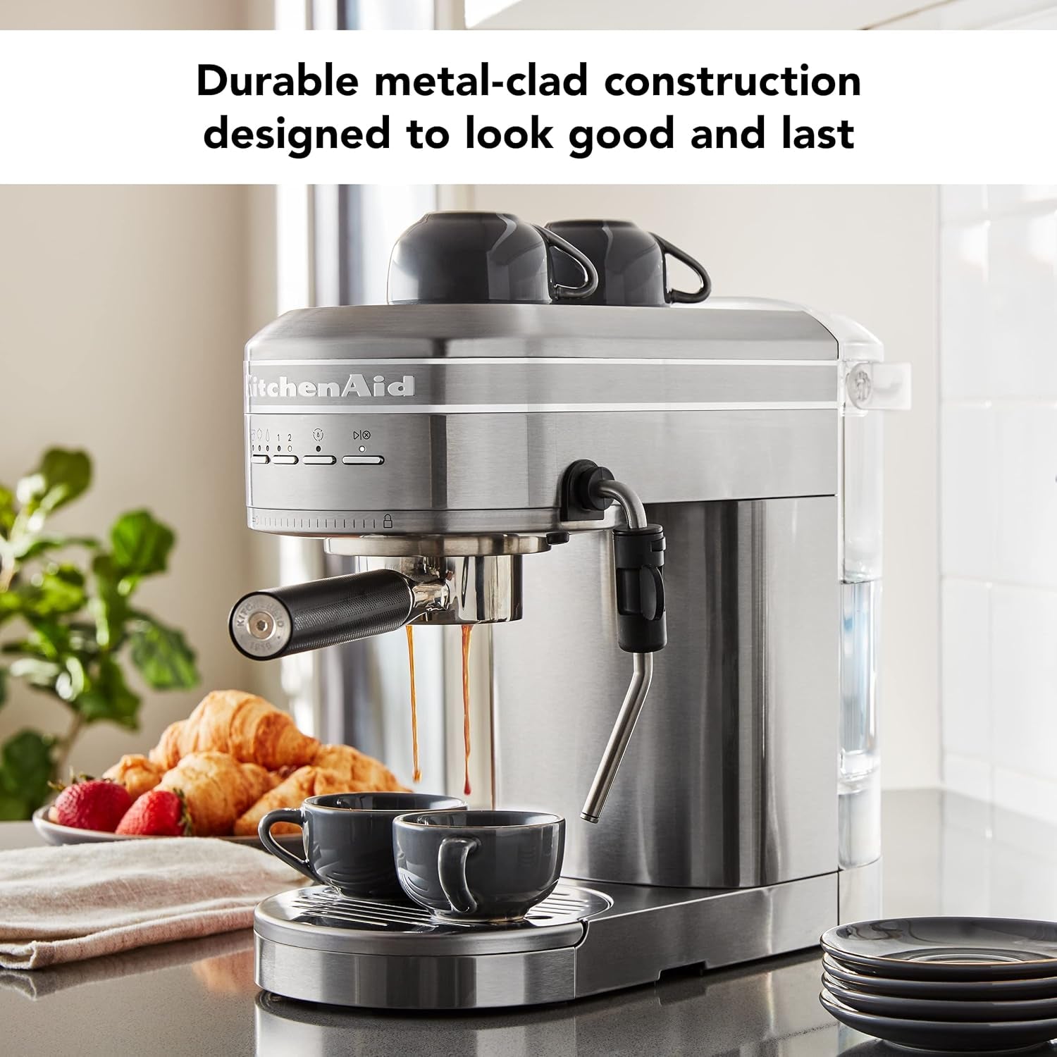 Kitchenaid Metal Semi-Automatic Espresso Machine - KES6503, Brushed Stainless Steel, 1.4 Liters