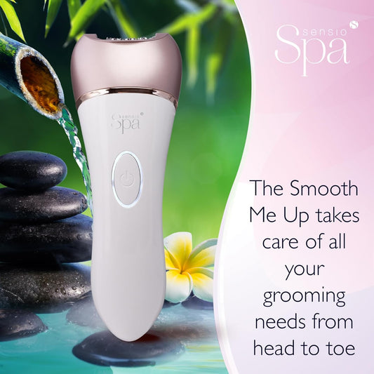 Sensio Spa Multifunctional 5 in 1 Callus Hard Skin Remover, Epilator, Body & Face Shaver, Exfoliator, Massager Men and Women, Rechargeable 2 Speeds with USB, Waterproof, Pedicure Dry Dead Skin Remover