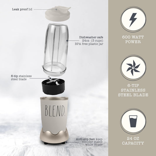 Rae Dunn Personal Blender | Crushes Ice | 600W Beige