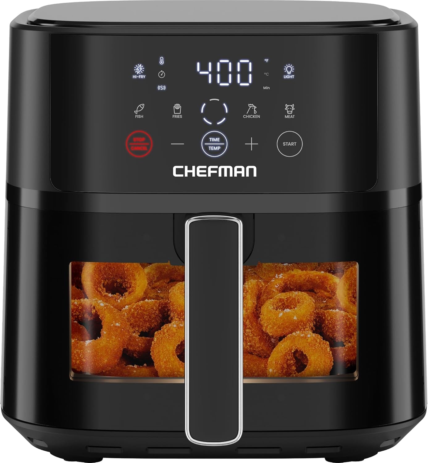 Chefman Air Fryer – 6 QT Compact Airfryer for Quick & Easy Meals, Features Hi-Fry Technology for Extra Crisp, Easy-View Window, Touch Controls with 4 Presets, Nonstick & Dishwasher Safe Basket - Black