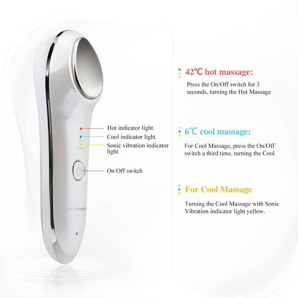 Touchbeauty Hot & Cold Facial Massager - Handheld Vibration Skin Rejuvenating Relaxation 