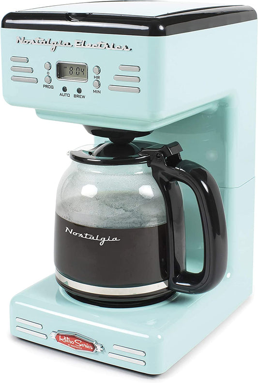 Nostalgia Retro 12-Cup Programmable Coffee Maker with LED Display, Automatic Shut-Off & Keep Warm, Pause-And-Serve Function, Aqua