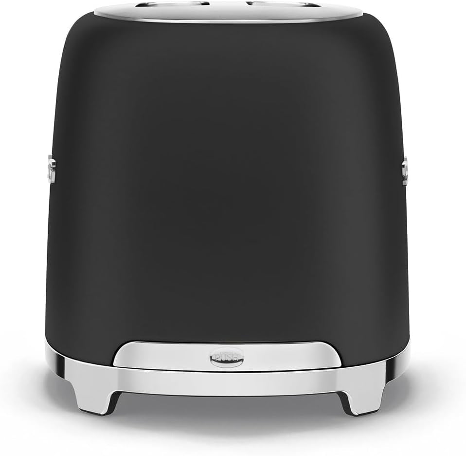 SMEG 2 Slice Toaster with 6 Presets and Defrost Function and Removable Crumb Tray TSF01BLMUS, Matte Black