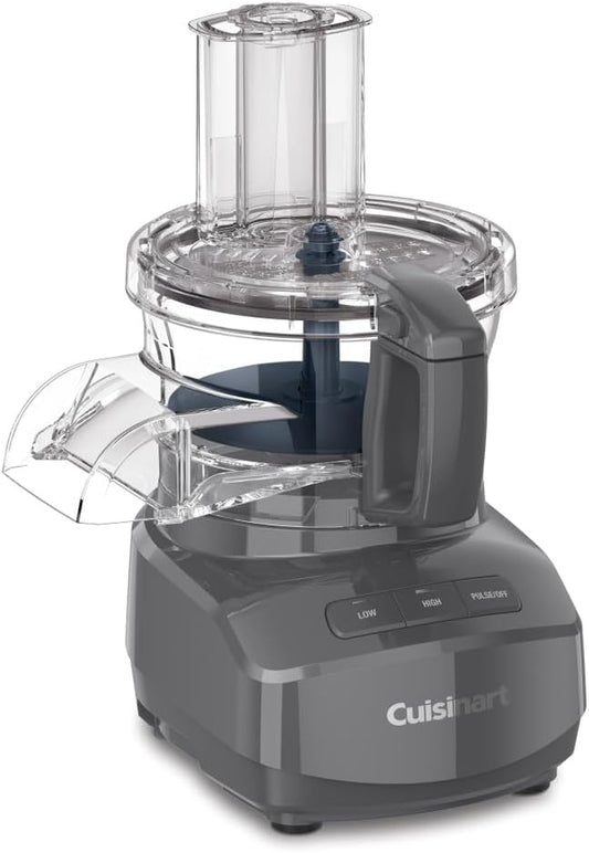 Cuisinart 9-Cup Continuous Feed Food Processor with Fine and Medium Reversible Shredding and Slicing Disc, Universal Blade, Continuous-Feed Attachment, and In-Bowl Storage (Gray)