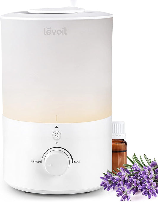 LEVOIT Humidifiers for Bedroom with Night Light(3L Water Tank)Cool Mist Top Fill Essential Oil Diffuser for Baby Nursery and Plants, 360° Nozzle, Quiet, Rapid Humidification for Home Large Room, White