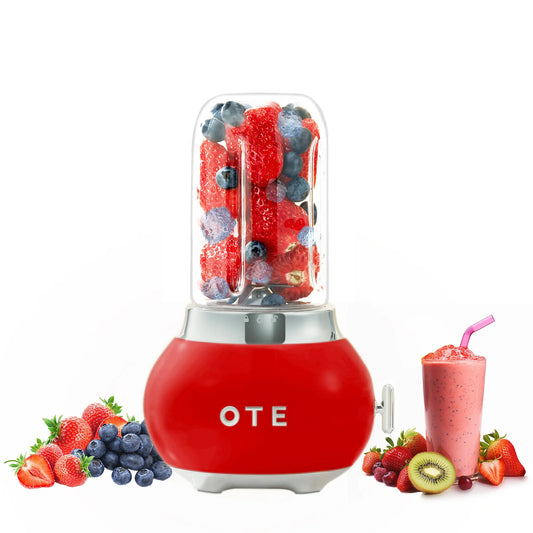 OTE Retro Blender Smoothie Maker 400ml Glass Container Red