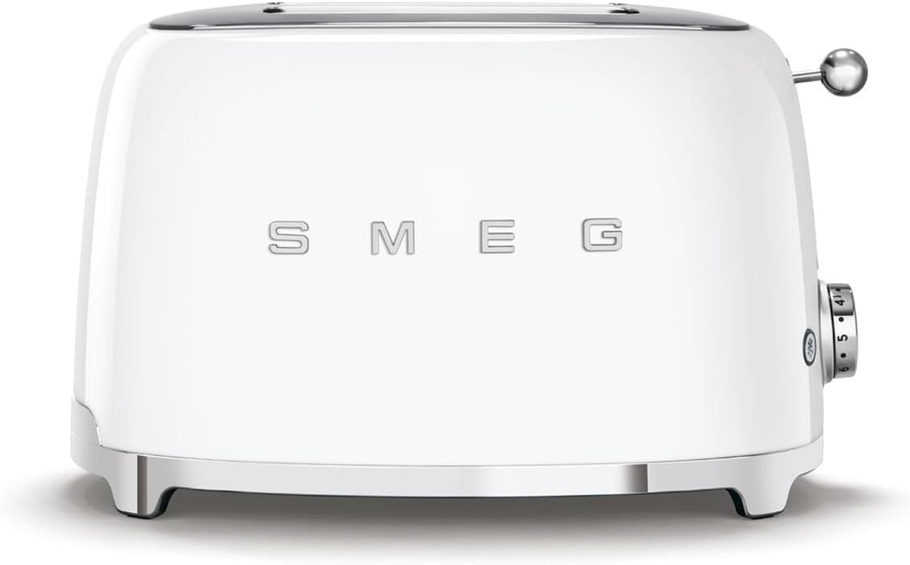 SMEG 2 Slice Toaster with 6 Presets and Defrost Function and Removable Crumb Tray TSF01WHUS, White