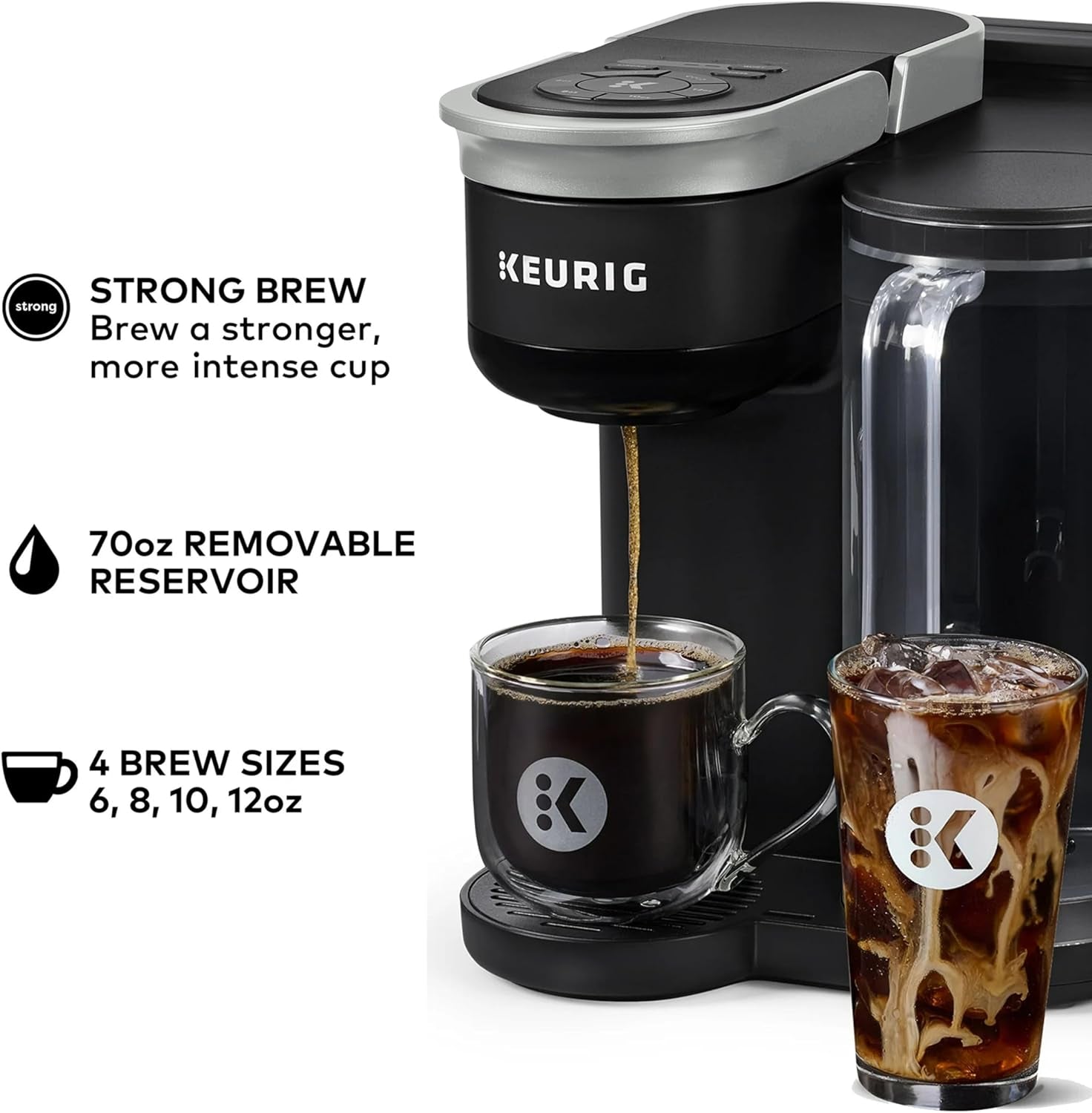 Keurig K-Brew+Chill Iced or Hot Single-Serve K-Cup Coffee Maker with Multistream and Quickchill Technology, 70Oz. Removable Reservoir