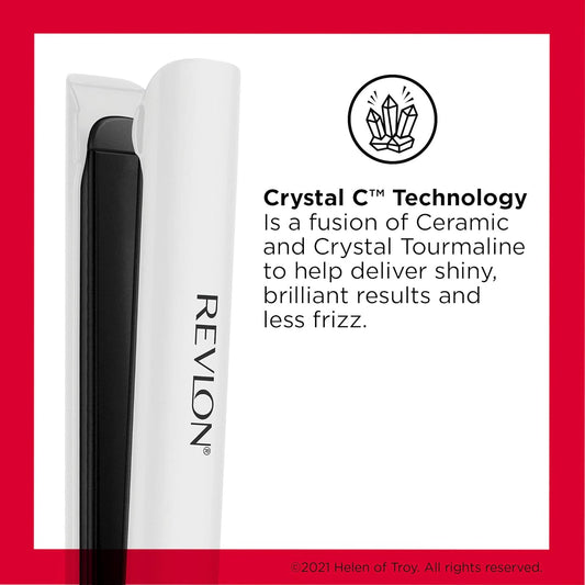 REVLON Crystal C + Ceramic Digital Hair Flat Iron | Long-Lasting Shine and Less Frizz, (1 In)