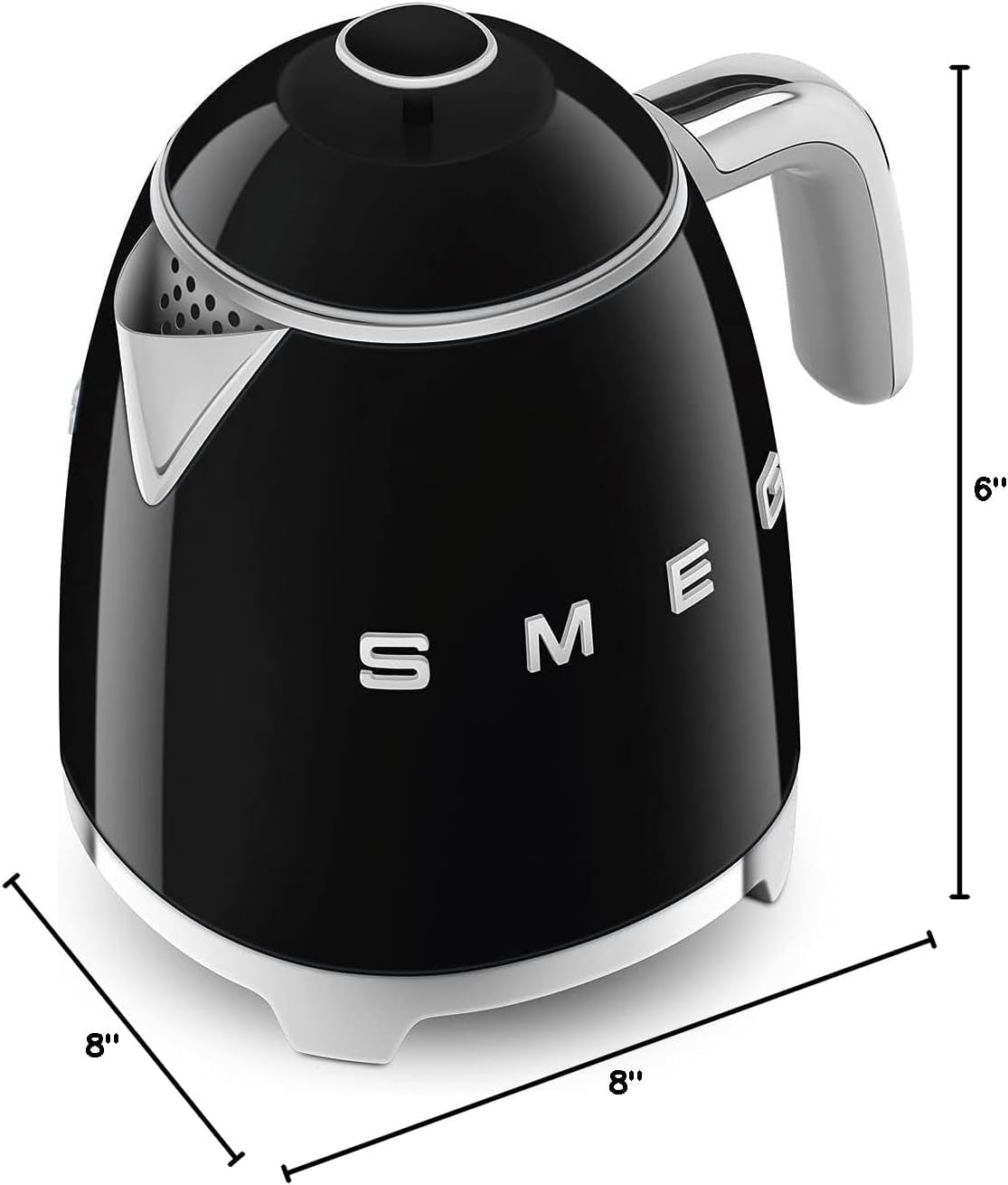 SMEG Mini 50'S Retro Style 3 Cup Electric Kettle with Double Wall anti Slip Base and Water Level Indicator (Black)