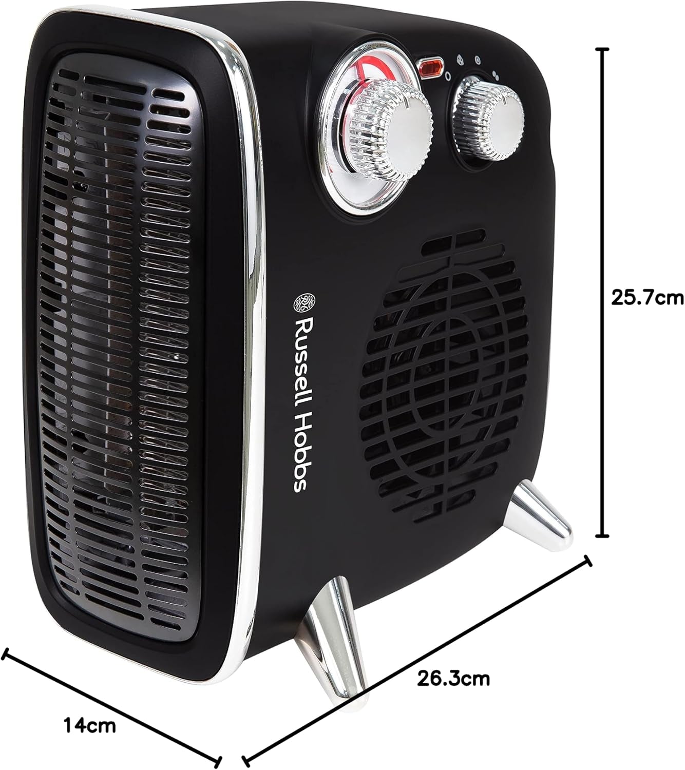 Russell Hobbs Retro Electric Heater 2 Heat Settings 1800W Black