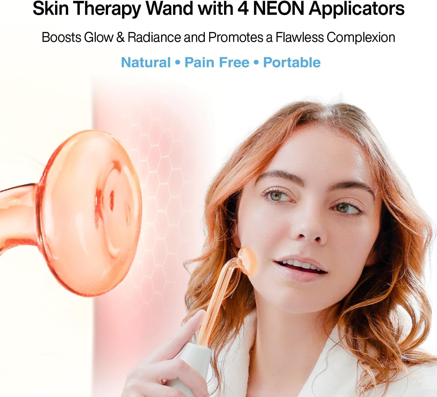 Nuderma Portable Handheld Skin Therapy Wand Machine With Neon | Anti-Aging Hair & Scalp Stimulator