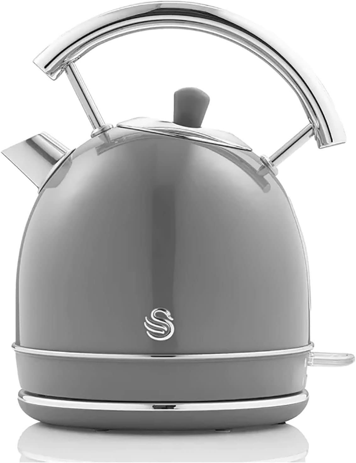 Swan Retro Breakfast Set Stainless Steel Kettle 1.8L & 2-Slice Toaster 6 Level Browning Control Grey Color