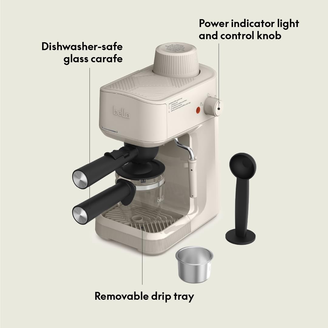 BELLA Steam Espresso Maker with Macrofoam Wand Overheating & Overpressure 3.5 Bar