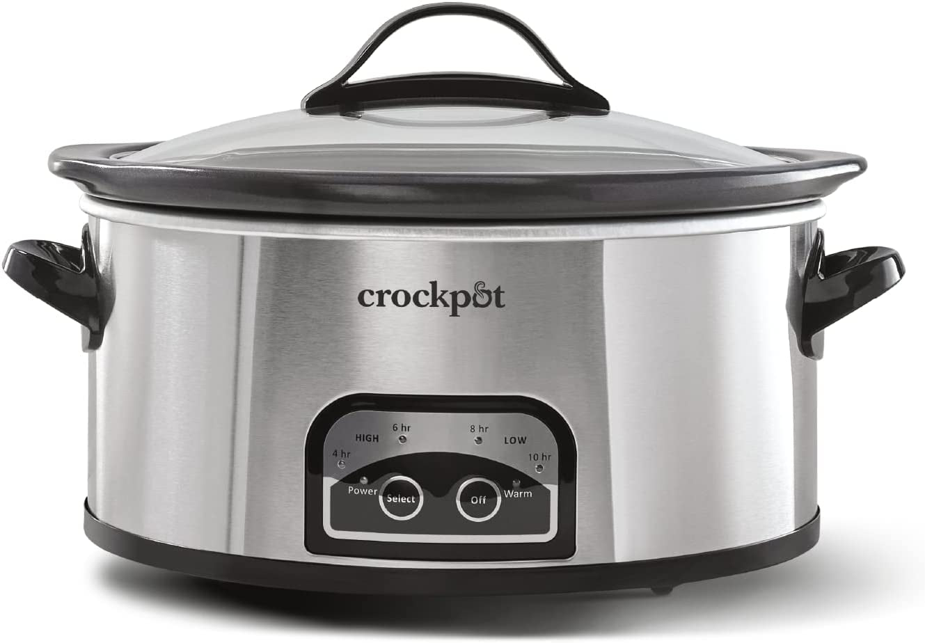 Crock-Pot 6 Quart Programmable Slow Cooker with Timer and Auto Food Warmer Setting, Stainless Steel