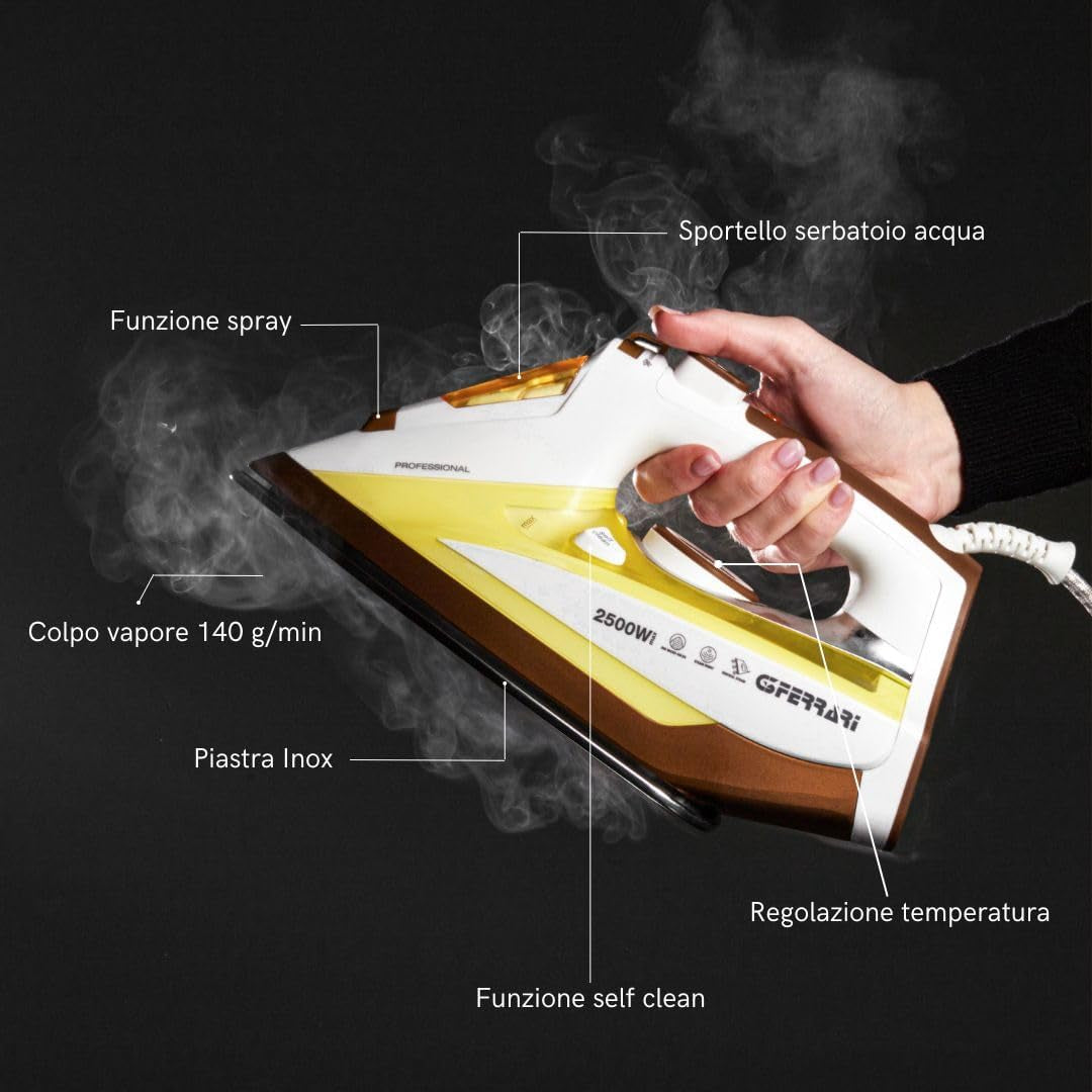 G3 Ferrari Steam Iron Self-Clean and Spray Function Stainless Steel Plate 25000 W 