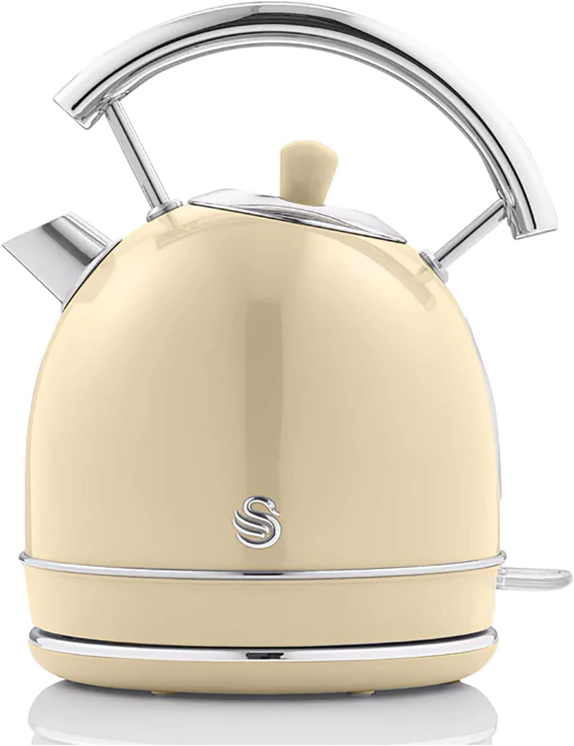 Swan Retro Breakfast Set Stainless Steel Kettle 1.8L & 2-Slice Toaster 6 Level Browning Control Cream Color