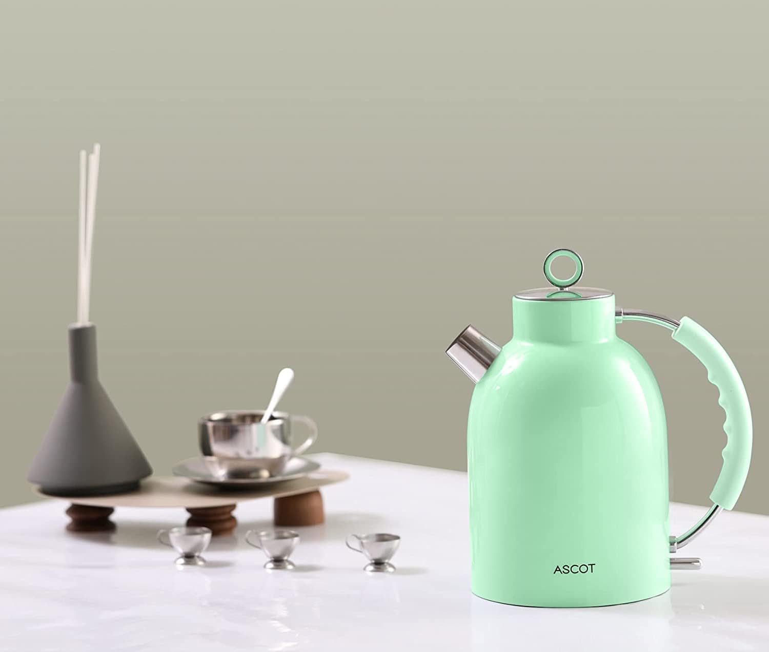 ASCOT Retro Electric Kettle Stainless Steel 1.5L Auto Shut-Off 1500W 