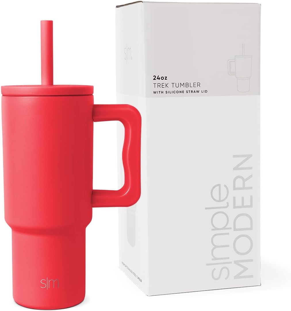 Simple Modern Stainless Steel Tumbler with Handle and Silicone Straw Lid 700ml Trek Collection