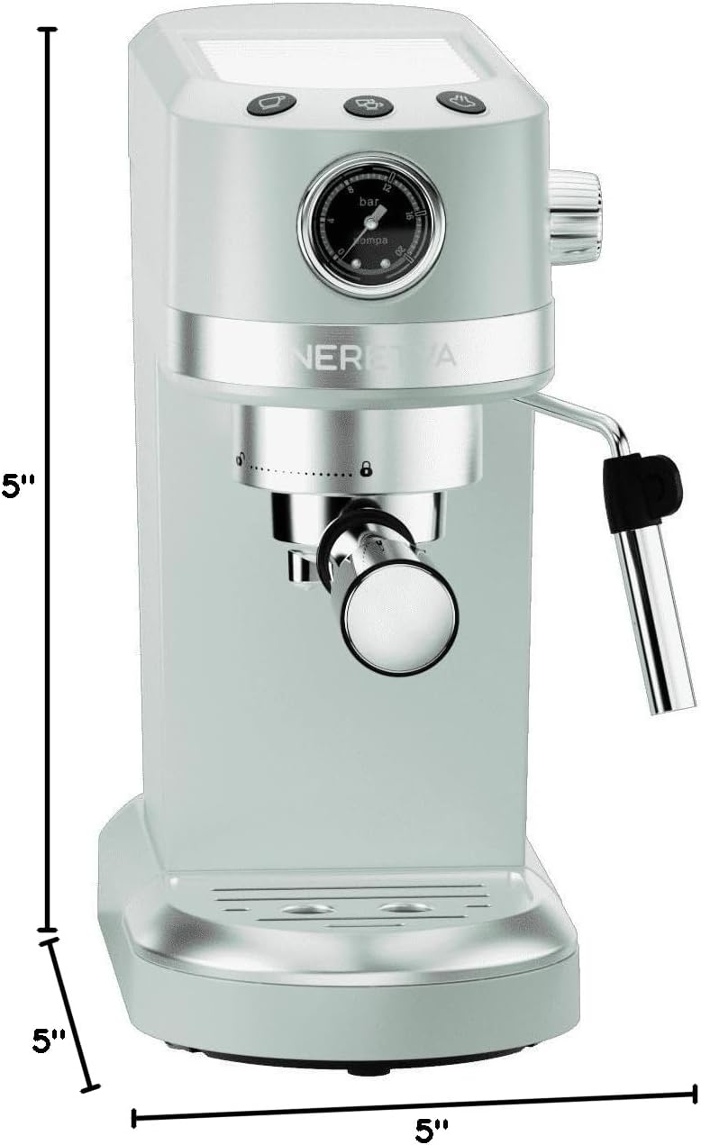 Neretva Espresso Coffee Machine with Steam  20 Bar Home Barista 1350W Premium Italian High Pressure