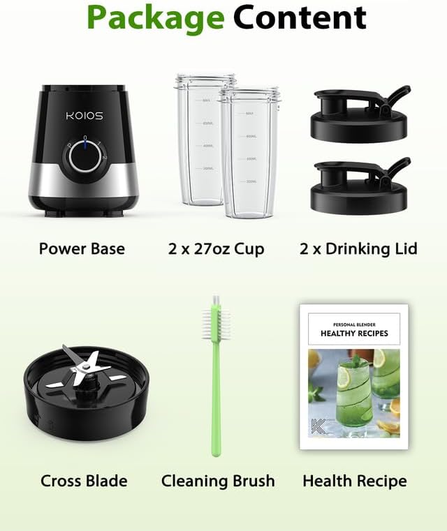 KOIOS Smoothie Blender With 3 Modes Personal Mixer Blender 