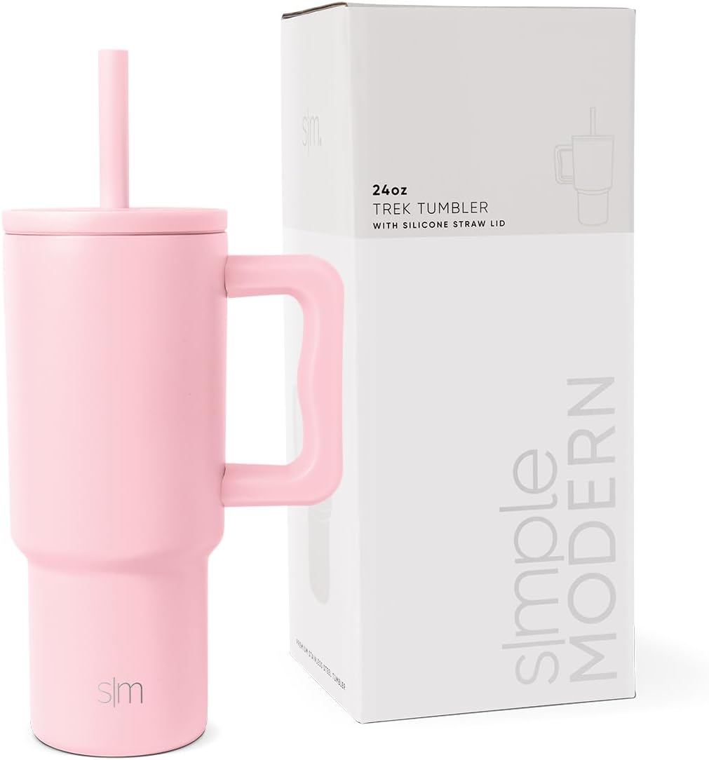 Simple Modern Stainless Steel Tumbler with Handle and Silicone Straw Lid 700ml Trek Collection