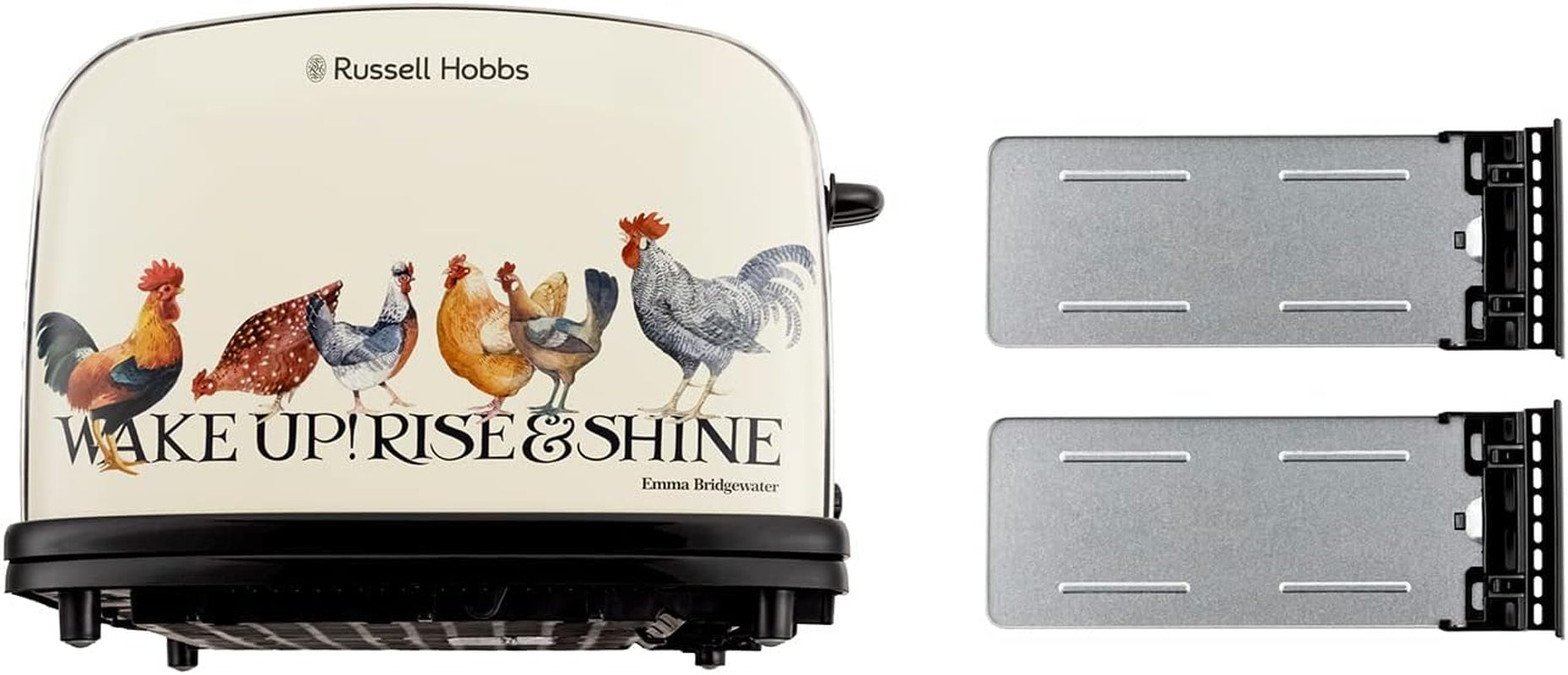 Emma Bridgewater Rise & Shine 4 Slice Toaster - (Independent & Wide Slots, 7 Browning Settings, Frozen/Cancel/Reheat with Illuminated Lights, Removable Crumb Trays, 1500W, Cream) 25780