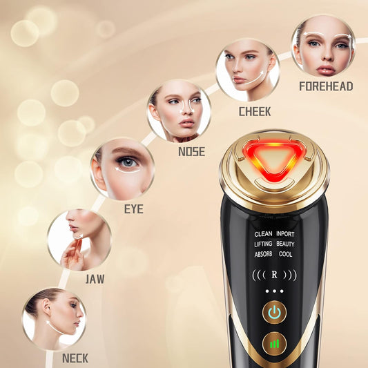 Radio Frequency Facial Machine with EMS - Anti-Aging Skin Tightening Rejuvenation Skin Care Eqipment Home Use 5 in 1 Light Therapy for Wrinkles Lifting High Frequency Face Massager.