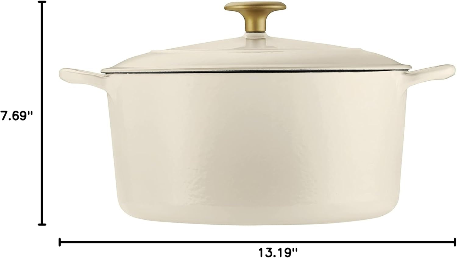 Tramontina Dutch Oven Cast Iron 5.5 Qt Latte with Gold Stainless Steel Knob, 80131/085DS